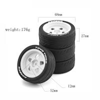 4pcs Neumáticos De Goma 68mm Para Coche RC De Carreras 1/10 Con Eje Hexagonal De 12mm Piezas De Mejora Para Tamiya TT01 TT01E TT02 TT02B TA06 XV01 XV02 PTG-2 - details 0