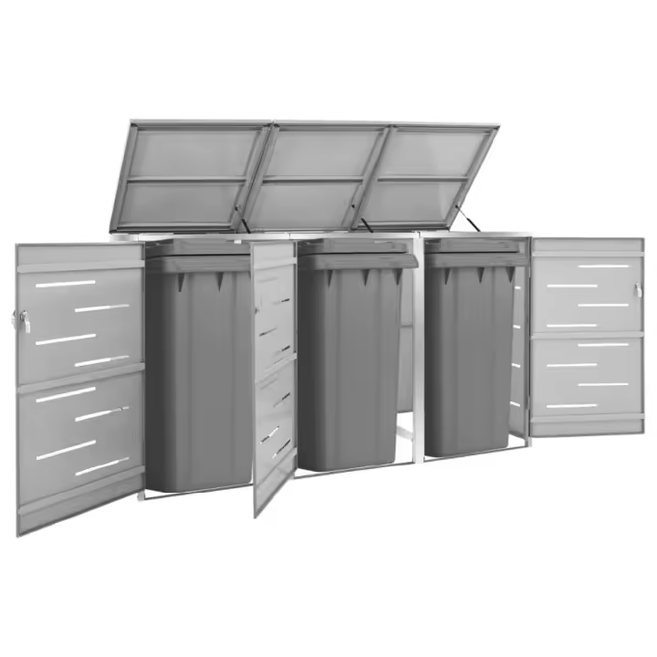 vidaXL COBERTIZO PARA TRES CONTENEDORES BASURA ACERO 207X77,5X112,5 CM - 1