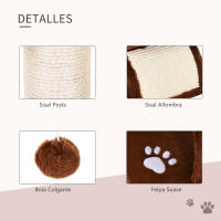 PawHut Árbol Rascador para Gatos Pequeños 43 cm Torre para Gatos con Poste Giratorio con Bolas de Juego Plataforma y Caseta 40x30x43 cm - details 5