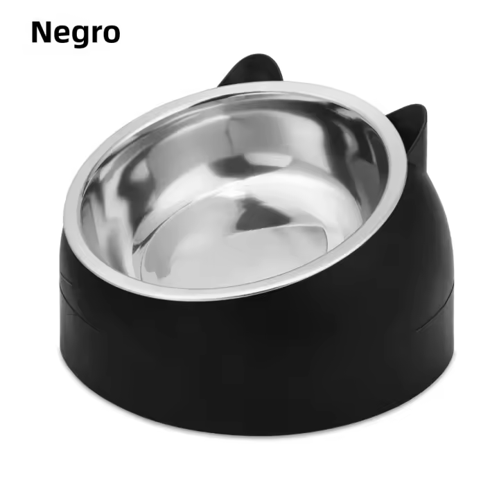Tazón De Alimentos Para Mascotas De Acero Inoxidable Resistente Al Caídas Con Boca Oblicua Protege La Columna Vertebral Del Cuello Para Gatos Y Perros Durable Y Limpieza Fácil - 1