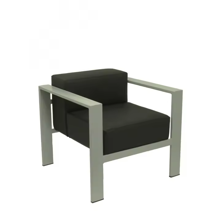 Sillon De Oficina De Espera Lazaro Similpiel Negro Chasis Plata - 1