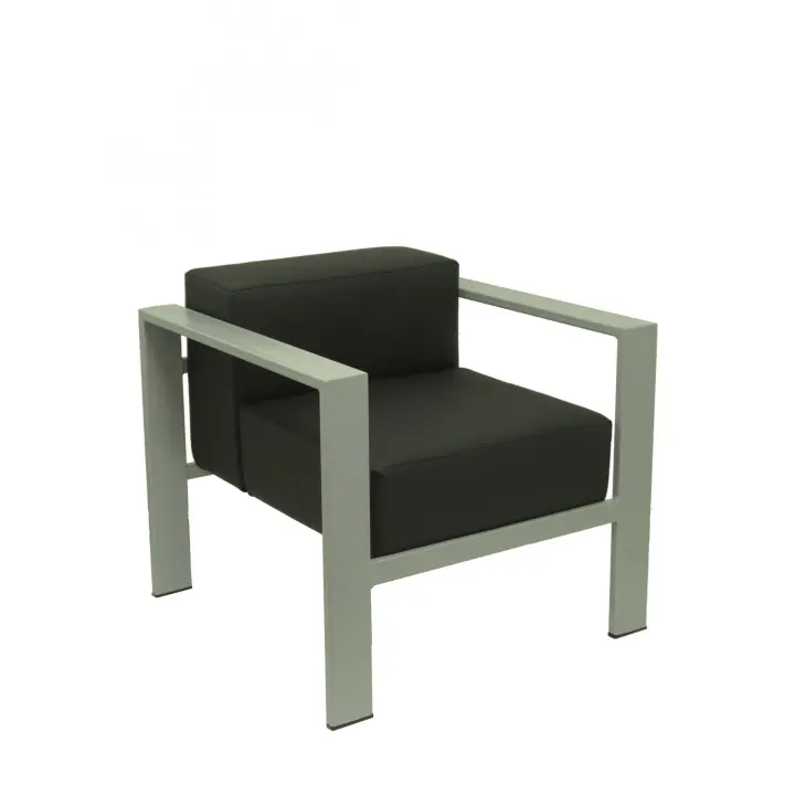 Sillon De Oficina De Espera Lazaro Similpiel Negro Chasis Plata - 1