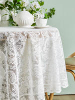 Mantel Redondo De Encaje Blanco De 70 Pulgadas Para Boda Y Fiesta De Matrimonio Decoración De Mesa Al Aire Libre Terraza De Hotel - details 0
