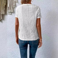 Camisetas Manga Short Mujer Verano Cuello Redondo Blusa Manga De Elegantes Casual Basic Top - details 2