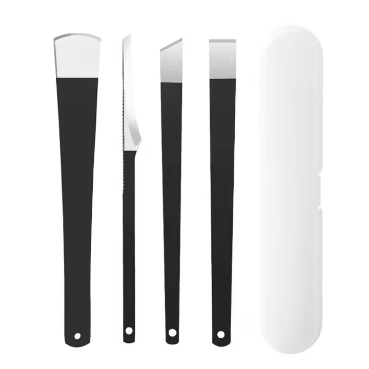 Juego de cuchillas profesionales para pedicura, 4 raspadores para Cuero Muerta, removedor de callos, afeitar de callos, raspador para Cuero Muerta, Seca, Dura y agrietada. Herramientas para el cuido de los pies. - 1
