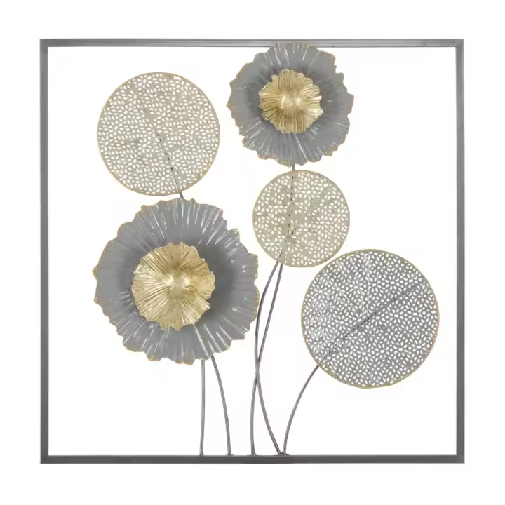 Decoración en Metal 3D Flores 39, Metal, Multicolor, 50x3,8x50 cm - 1