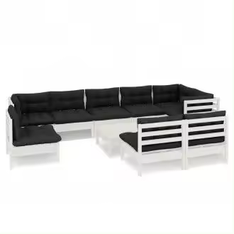 VIDAXL 3096485 juego de mobiliario de jardín de madera de pino color gris antracita 10 piezas - 1