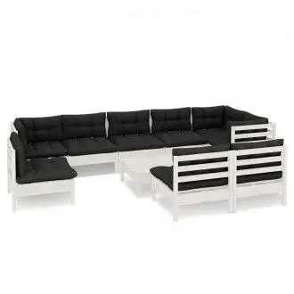 VIDAXL 3096485 juego de mobiliario de jardín de madera de pino color gris antracita 10 piezas - 1