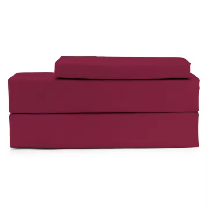ANGAMA TEXTIL - ❣️​​ Sábanas de Verano 100% Poliéster tacto Suave -Burdeos- Juego de 3 Piezas - Extra Suaves Lisas - Modelo Sprin Collections. Compuesto por sábana bajera ajustable, sábana encimera + una funda de almohada. - 1