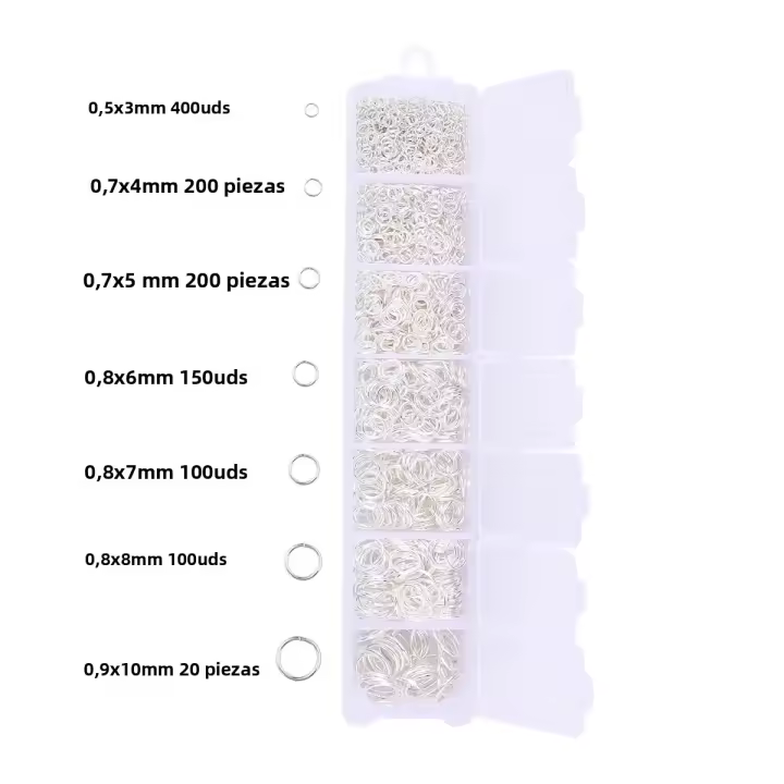 Juego De Anillos Abiertos De Aleación Para Joyería DIY Tamaños Mixtos De 3mm a 10mm Enlaces Split Para Creación De Joyas - 1