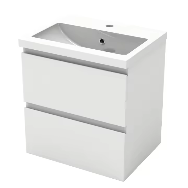 AICA Mueble de baño con lavabo, blanco, dos cajones, 50 x 38,5 x 52 cm - 1