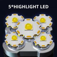 Linternas LED de alta potencia, 5 Led, foco de Camping recargable con luz lateral, 3 modos luces de iluminación para acampar, aventura al aire libre - details 2