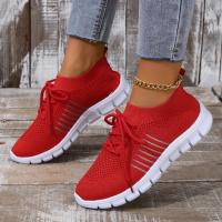 Zapatos Casuales Para Mujer Deportivos Slip on Con Cordones Y Suela Gruesa En Colores Variados Zapatos De Malla Fly Knitting Para Primavera/Otoño - details 4