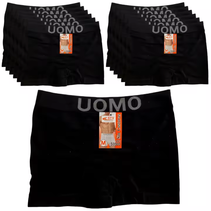 KROWN - Pack de 12 Calzoncillos Boxer UOMO Negro Talla M-L-XL Sin Costuras Ropa Interior Slip Hombre Sexy Calzones Bombacho Pantalones Cortos Calzón. Surtido de Colores a Rayas - 1