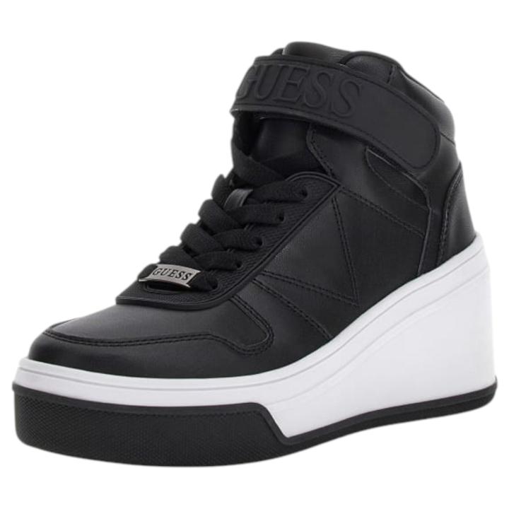 Guess women's sneakers rubeka with wedge 7.5 cm leather black