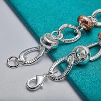 Pulsera de Plata de Ley 925 con Cierres de corazón, brazalete con Llave de Trébol, abalorio de joyería - details 5