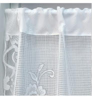 Cortina Corta Blanca Con Tres Flores Para Sala De Estar Cortina De Ventana Con Cuerda Para Sujetar Estilo Japonés Y Coreano 100% Poliéster - details 7