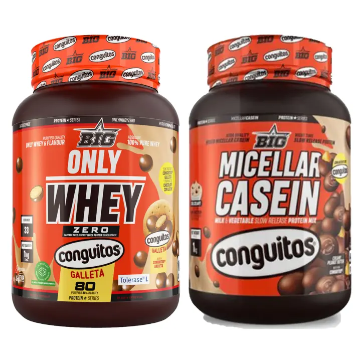 Pack  Conguitos Galleta - Proteína de suero sin lactosa 1 kg Y Conguitos Dark - Caseína micelar 1 kg - 1