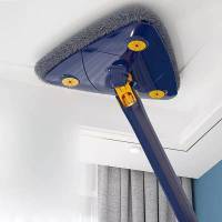 Fregona triangular ajustable de 360 grados para limpieza de ventanas, mopa de microfibra con mango de 1,3 m, limpiaparabrisas de vidrio autoescurrido, Kit de limpieza de ventanas de pared. Envio desde España. - details 4
