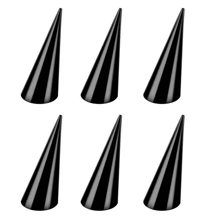 Soporte de Anillo de Cristal Acrílico Negro 6Pcs Soporte de Cono para Anillos de Boda Exhibidor de Anillos de Hombro Individual - 1