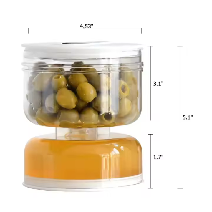 Juego De Enlatado Para Ensalada Con Estilo Clásico Postmodernista De Plástico Capacidad De 200ml Contenedor Con Inversor Y Strainer Diseño De Horloge Para Olivas - 1