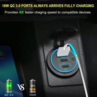 Cargador De Coche 12V USB Doble 30W PD USB-C Y 18W QC3.0 Para Coche RV Barco Marina Camión Motocicleta Accesorios De Carga - details 3