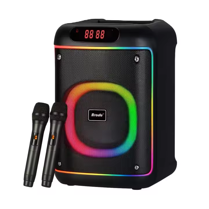 Altavoz Brodo BTS-2103 Karaoke Party – 120W de Potencia, Luces LED y 2 Micrófonos Inalámbricos - 1