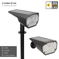 Aktive - Set de 6 balizas solares LED luz fija o de colores, 6 LEDs por unidad, 5-10 lúmenes, sensor de luz, autonomía 8h, instalación en suelo o pared, certificación IP24, para jardín, terraza, senderos - details 2