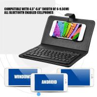 Miniteclado inalámbrico con Bluetooth y Funda de cuero PU para Smartphone y tableta, recargable, 4,5-6,8 pulgadas - details 4