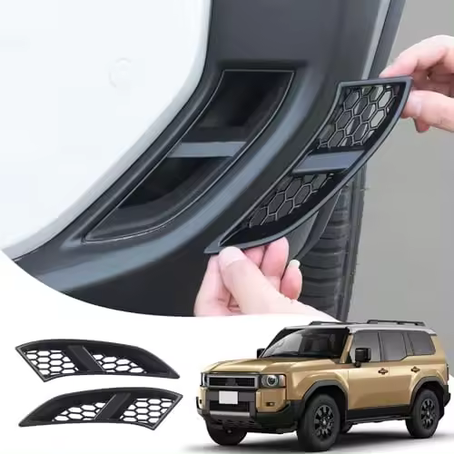 Paquete de 2 rejillas de entrada de aire delanteras izquierda y derecha para Toyota Land Cruiser 250 1958 Prado Lc250 J250 2024 2025, cubierta protectora de entrada de aire, accesorios de modificación exterior (negro mate) - 1