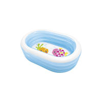 Piscina Infantil Hinchable Ovalada Azul 163 x 107 x 46 cm – Bañera de Agua para Niños con Diseño Marino – Piscina Familiar Compacta para Jardín, Terraza o Patio – Fácil Inflado y Desinflado - details 0