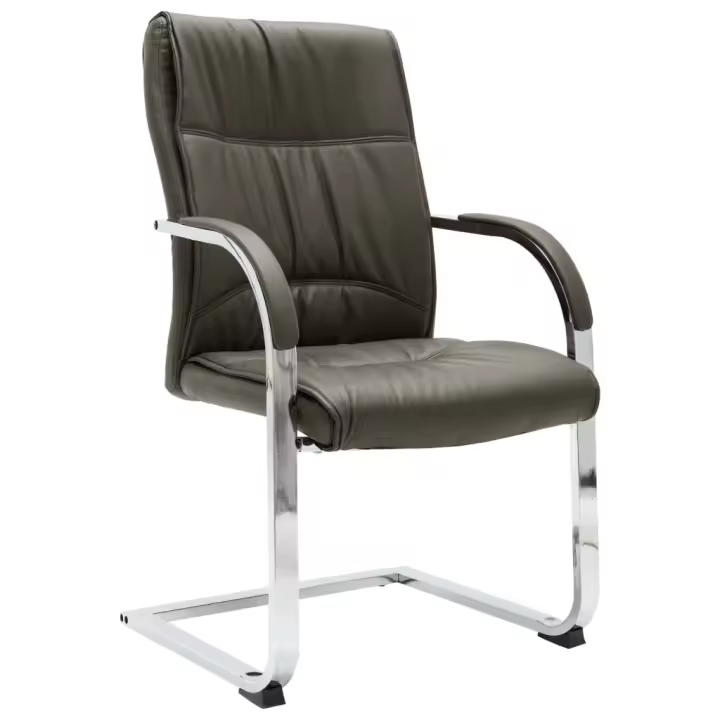 Silla de Oficina voladiza de cuero sintético Gris - 1