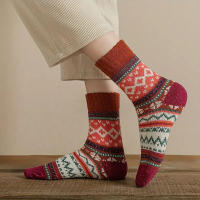 5 Pares De Calcetines De Punto Geométrico Para Mujer Diseño Retro De Bloques De Colores Calcetines Casuales De Otoño E Invierno Cómodos Y Suaves - details 8