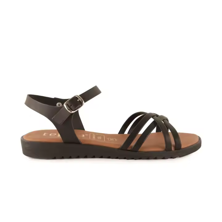 Tekila | Sandalias planas negras | Mujer Piel Piel Piel rellena de gel - 1