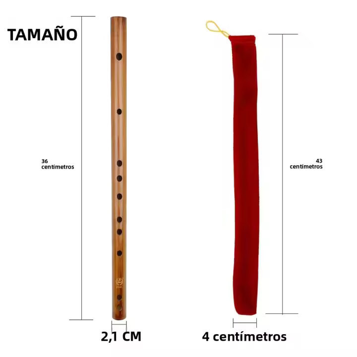 Flauta De Bambú MABT Con 6 Agujeros Y Bolso De Veludo Instrumento Clásico Chino Piccolo Tones C/D/E/F/G Para Estudio Y Performance - 1