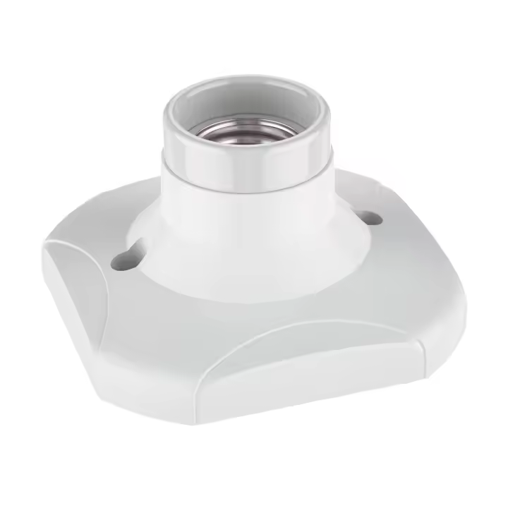 Portalámparas/plafón de Porcelana, color Blanco, 1x E27 máx. 60 W, enchufe de Bajo Consumo, decoración de interiores, brillante, plástico, angular, montaje de bajo consumo, intercambiable, - 1