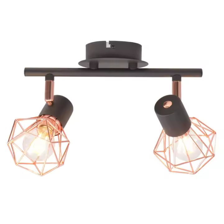 vidaXL Lámpara de Techo Estilo Industrial Negro y Cobre Luz Interior Cantidad de focos 2, 3, 4 y mas - 1
