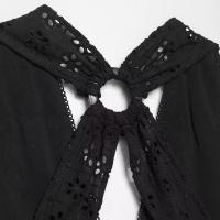 Willshela Vestido Midi De Encaje Negro Para Mujer Estilo Vintage Con Cierre De Cremallera Y Hombros Descubiertos Vestido Elegante Sin Mangas De Corte A-Line V-Neck - details 6