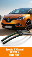 Limpia Parabrisas Delantero Para Renault Scenic 3 2009-2016 Plegable Natural De Goma Tamaños 30 Y 26 Pulgadas Negro Y Verde - details 0