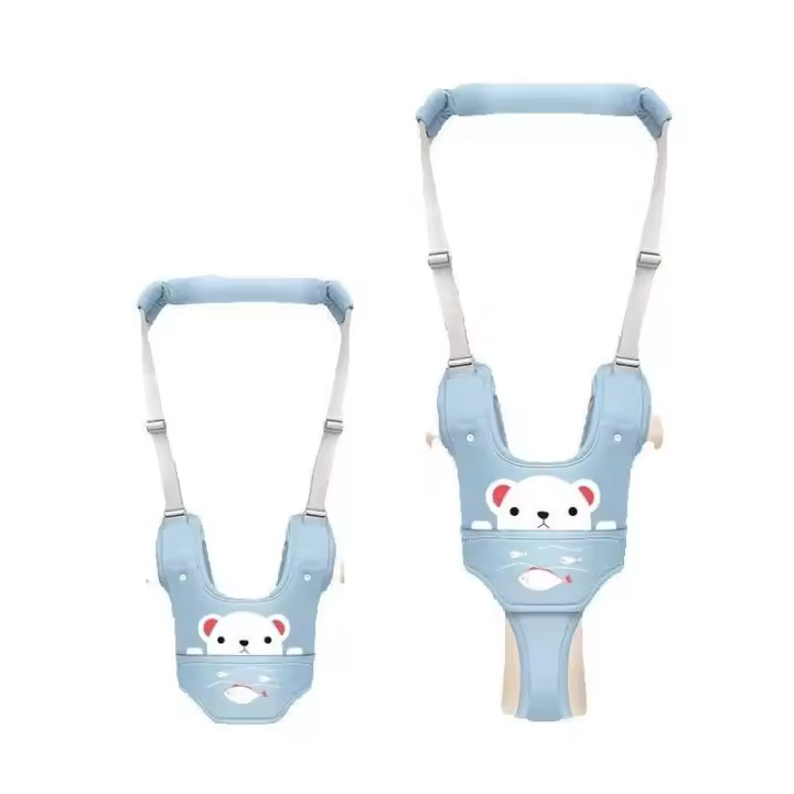 Andador para bebé con asa ajustable, andador, andador de pie con brida y cinturón de seguridad, adecuado para niños de 9 a 24 meses - 1