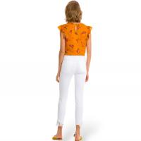 Top de Tiffosi estampado floral con volantes en bajo y mangas, color mostaza, 100% poliéster - Adición femenina primaveral - details 1