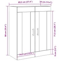 vidaXL Alto Negro Roble 69,5x34x90 cm Madera Engineered - details 7