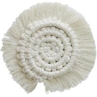 Coasters De Macramé Tejido a Mano Con Borlas Tapete De Insulación Para Taza De Café Soporte Antideslizante Para Platos Matriz De Mesa Ecológica De Lino Estilo Americano - details 3