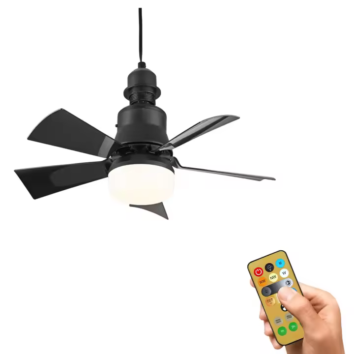 Ventilador de techo E27 luz LED, Ventilador de techo 40W con mando a distancia para atenuación, apto para salón, estudio, uso doméstico, 85-265V - 1