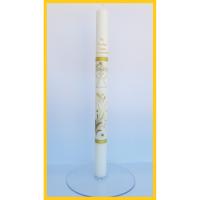 VELA (CIRIO) PARA BAUTIZO PERSONALIZADA NIÑA/NIÑO MEDIDA 3 x 40 CM Decorada con cáliz dorado y cintas metalizadas. (PERSONALIZADA) AÑADIR TEXTO EN (Chat con el vendedor) - details 1