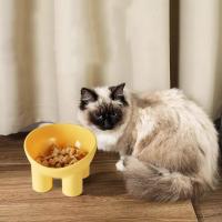 Tazón De Gato De Plástico Con Protección De Cuello Y Boca Oblicua En Colores Macarón Estilo Pierna De Elefante Antideslizante Alta Cadera Para Mascotas - details 9