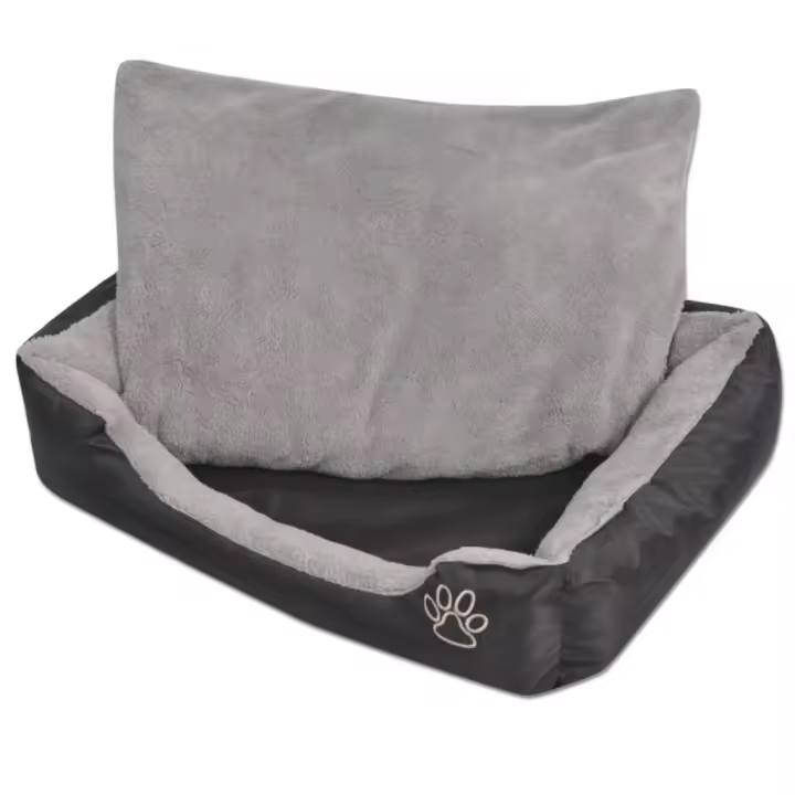 vidaXL Cama para Perro con Cojín Acolchado XL Tela Oxford Pelo Sintético Color Gris,  Negro, y mas - 1