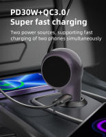 Cargador De Coche Retráctil 120W Doble Tipo-C Carga Rápida Con Cable USB C Adaptador De Encendedor Para iPhone Huawei Samsung - details 5