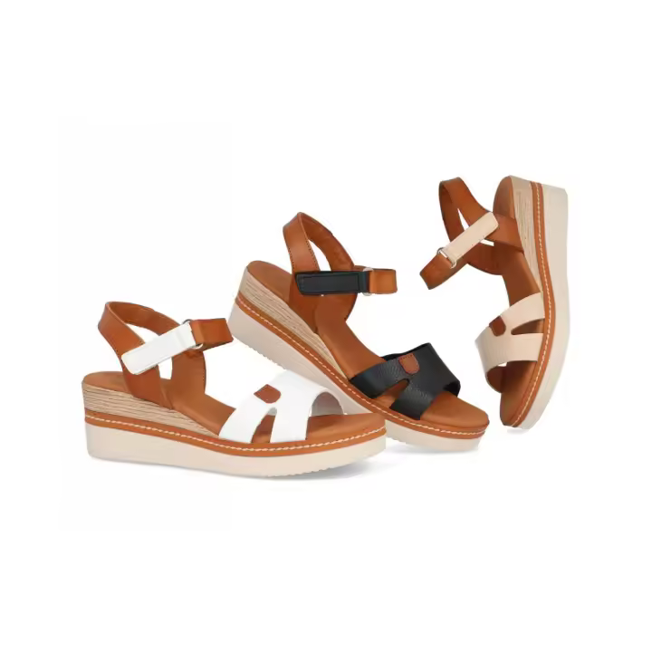 547 - DIGO DIGO SANDALIAS DE CUÑA   COLORES : NEGRO , BEIGE , BLANCO  TALLAS : 35 AL 41  CORTE EXTERIOR : PIEL  FORRO INTERIOR : PIEL  PLANTILLA : PIEL / GEL  ALTURA TACÓN / CUÑA : 5,5 CM.  PISO : SINTÉTICO - 1