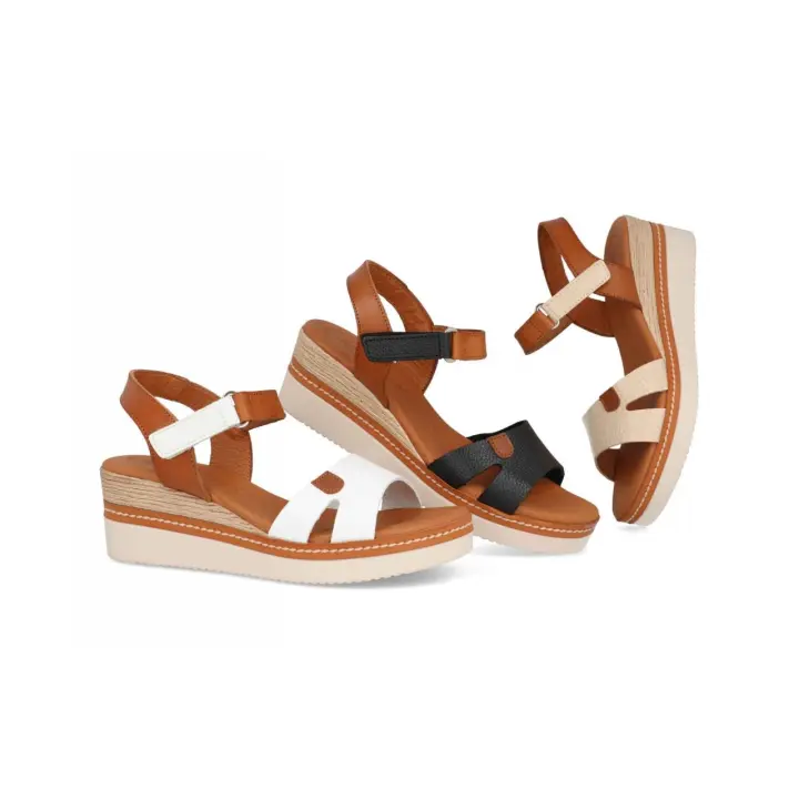 547 - DIGO DIGO SANDALIAS DE CUÑA   COLORES : NEGRO , BEIGE , BLANCO  TALLAS : 35 AL 41  CORTE EXTERIOR : PIEL  FORRO INTERIOR : PIEL  PLANTILLA : PIEL / GEL  ALTURA TACÓN / CUÑA : 5,5 CM.  PISO : SINTÉTICO - 1